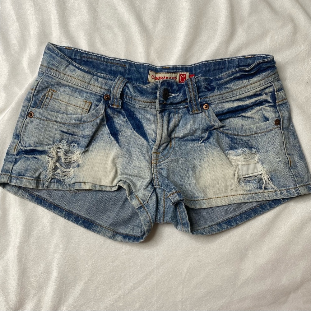 Contraband  blue jeans distressed ripped mini shorts